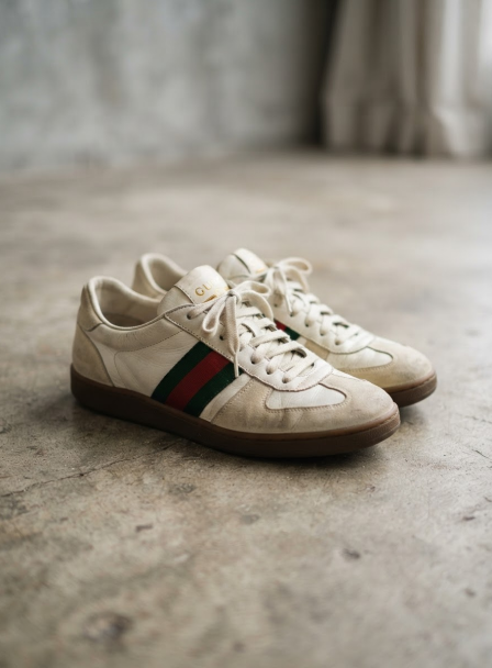 Camera feed showing a pair of retro sneakers